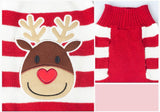 Maxbell Maxbell Christmas Reindeer Red White Striped Sweater Warm Clothes for Pet Dogs S
