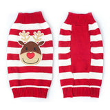 Maxbell Maxbell Christmas Reindeer Red White Striped Sweater Warm Clothes for Pet Dogs S