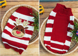 Maxbell Maxbell Christmas Reindeer Red White Striped Sweater Warm Clothes for Pet Dogs M
