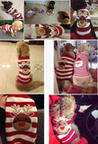Maxbell Maxbell Christmas Reindeer Red White Striped Sweater Warm Clothes for Pet Dogs M
