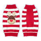 Maxbell Maxbell Christmas Reindeer Red White Striped Sweater Warm Clothes for Pet Dogs M