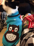 Maxbell Maxbell Blue Pet Dog Turtleneck Sweater Clothes Apparel with Owl Pattern- Size S