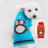 Maxbell Maxbell Blue Pet Dog Turtleneck Sweater Clothes Apparel with Owl Pattern- Size S