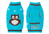 Maxbell Maxbell Blue Pet Dog Turtleneck Sweater Clothes Apparel with Owl Pattern- Size S