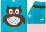 Maxbell Maxbell Blue Pet Dog Turtleneck Sweater Clothes Apparel with Owl Pattern- Size S