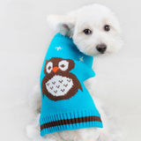 Maxbell Maxbell Blue Pet Dog Turtleneck Sweater Clothes Apparel with Owl Pattern- Size S