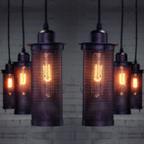 8x Edison Vintage Mesh Cylinder Design Pendant Light Wired Hanging Lampshade