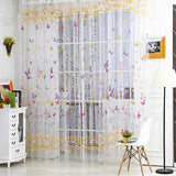 Maxbell Rose Buttefly Tulle Voile Door Window Curtain Drape Sheer Scarf Valance 1x2M