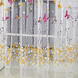 Maxbell Rose Buttefly Tulle Voile Door Window Curtain Drape Sheer Scarf Valance 1x2M
