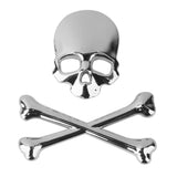 3D Metal Skull CrossBones Emblem Car Truck Motor Decal Badge Sticker -Silver