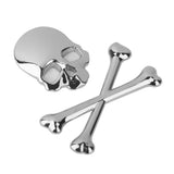Maxbell 4x3D Metal Skull CrossBones Emblem Car Truck Motor Decal Badge Sticker -Silver