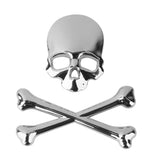 3D Metal Skull CrossBones Emblem Car Truck Motor Decal Badge Sticker -Silver