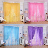 Maxbell Rose Pattern Tulle Door Window Divider Voile Drape Curtain Valance Pink