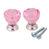 Maxbell 7x2Pcs Crystal Diamond Glass Cabinet Drawer Wardrobe Pull Handle Knobs  Pink