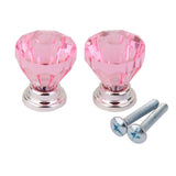 Maxbell 7x2Pcs Crystal Diamond Glass Cabinet Drawer Wardrobe Pull Handle Knobs  Pink