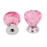 Maxbell 7x2Pcs Crystal Diamond Glass Cabinet Drawer Wardrobe Pull Handle Knobs  Pink