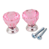 Maxbell 7x2Pcs Crystal Diamond Glass Cabinet Drawer Wardrobe Pull Handle Knobs  Pink