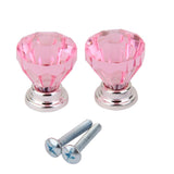 Maxbell 7x2Pcs Crystal Diamond Glass Cabinet Drawer Wardrobe Pull Handle Knobs  Pink