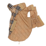 Maxbell Maxbell Pet Dog Waterproof Reversible Plaid Jacket Coat Winter Clothes Beige S