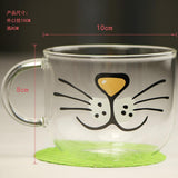 Maxbell Maxbell Lovely Cat Kitten Face Kids Juice Water Milk Glass Mug Cup with Handle