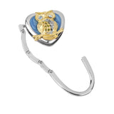 Maxbell Table Foldable Purse Bag Rhinestone Hanger Handbag Hook Holder Gift Owl Blue