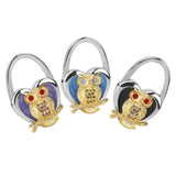 Maxbell Table Foldable Purse Bag Rhinestone Hanger Handbag Hook Holder Gift Owl Blue