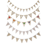 Maxbell Jute Burlap Fabric Bunting Banner Vintage Lace 11 Flags for Wedding Party