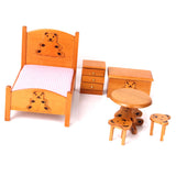 Maxbell Dollhouse Miniature Furniture Wooden Childrens Bedroom set 1/12 Wooden Color