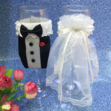 Maxbell 23xBride Groom Dress Wedding Wine Glass Champagne Cup Cover Decoration 2pcs