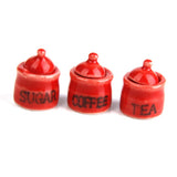 Maxbell 1/12 Ceramic Dollhouse Miniature Storage Jars Decoration 1 Set Red