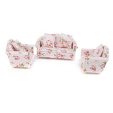 Maxbell 3pcs Dollhouse Miniature Floral Sofa Couch with Pillow Cushions