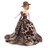 Maxbell Wedding Party Ball Holiday Clothes Leopard Gown Dress w/ Hat 12inch Doll