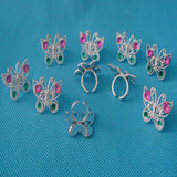 Maxbell 10pcs Plastic Butterfly Rings for Girl Kids Party Favor Gifts Silver