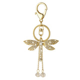 Maxbell 2xCrystal Dragonfly Charm Pendant Key Ring Key Chain