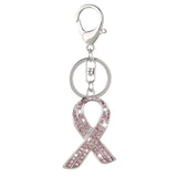 Maxbell 2xPink Ribbon Crystal Charm Pendant Key Ring Key Chain