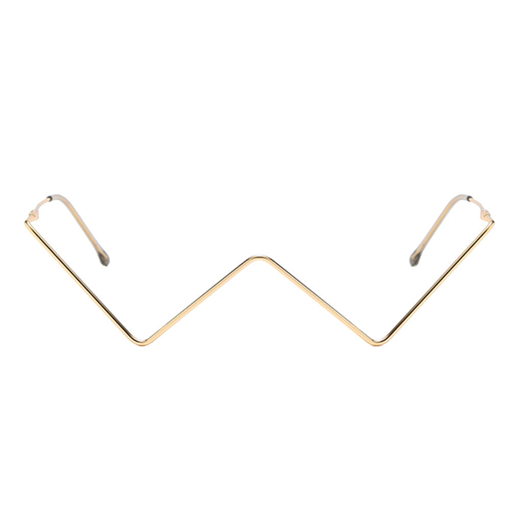 Women Frame Glasses W Shaped Small Half Frame without Lens Gold