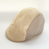 Adults Gatsby Cap Breathable Mesh Splicing Flat Cap Beige