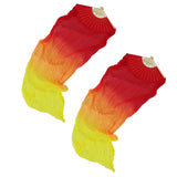 1Pair Belly Dancing Silk Fans Veils Long Folding Fan 180x90cm Red+Yellow