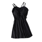 Women Swimsuits Solid V-Neck Push Up Swim Skirt Beach Bathing Suit Black M