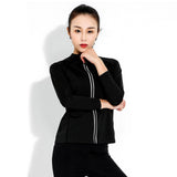 Women Sauna Suit Jacket Sweat Shirt Tops Tracksuit Reflective Zip L