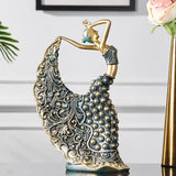 Female Peacock Dancer Figurine Dancing Sculpture Resin Crafts Home Decor