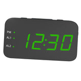 Digital Alarm Clock Led LED Display Snooze Desk Temperature Display Green