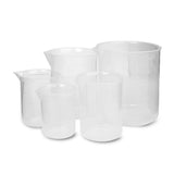 Maxbell 5pcs Assorted Sizes Plastic Lab Beakers Test Measuring Graduated Cup