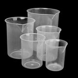 Maxbell 5pcs Assorted Sizes Plastic Lab Beakers Test Measuring Graduated Cup