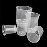 Maxbell 5pcs Assorted Sizes Plastic Lab Beakers Test Measuring Graduated Cup