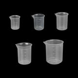 Maxbell 5pcs Assorted Sizes Plastic Lab Beakers Test Measuring Graduated Cup