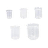 Maxbell 5pcs Assorted Sizes Plastic Lab Beakers Test Measuring Graduated Cup