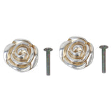 Maxbell 2 x Antique Silver Rose Cabinet Drawer Furniture Door knob Handle Pull Hardware 33mm