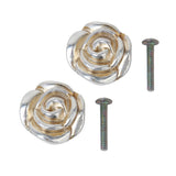 Maxbell 2 x Antique Silver Rose Cabinet Drawer Furniture Door knob Handle Pull Hardware 33mm