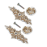 Maxbell 2x Antique Silver Rose Cabinet Drawer Furniture Door knob Handle Pull Hardware 103mm